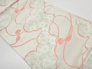 リサイクル　組紐に雲・菊唐草模様織出し袋帯